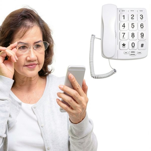 GrandCare Senior Phone TBBP-4-WH Large Button Landline-1
