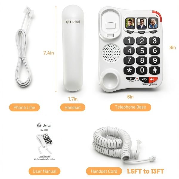 Uvital Big Button Corded Phone for Seniors Large High‑Contrast Buttons-8